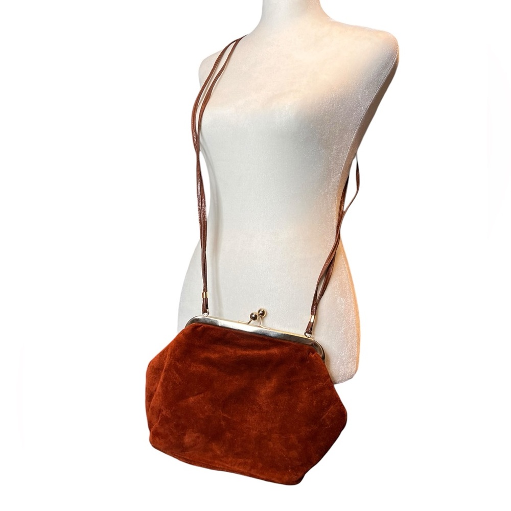 Kisslock purse Daniela sweet rust orange Italian crossbody clutch bag - Picture 2 of 16